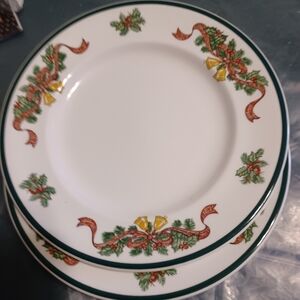 2 Festive Holiday Dinner Plates, Jhonson Bro, 10".